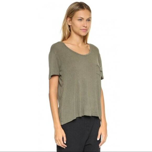 Revolve LNA Short Sleeve Torn Pocket Tee Oversized T-Shirt Scoop Neck Size XS - Picture 5 of 11